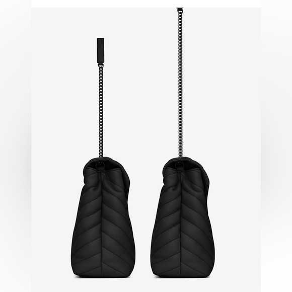 TRADE 🤩 YSL Large LouLou Saint Laurent CHAIN BAG QUILTED LEATHER BLACK on Blac - Picture 5 of 16
